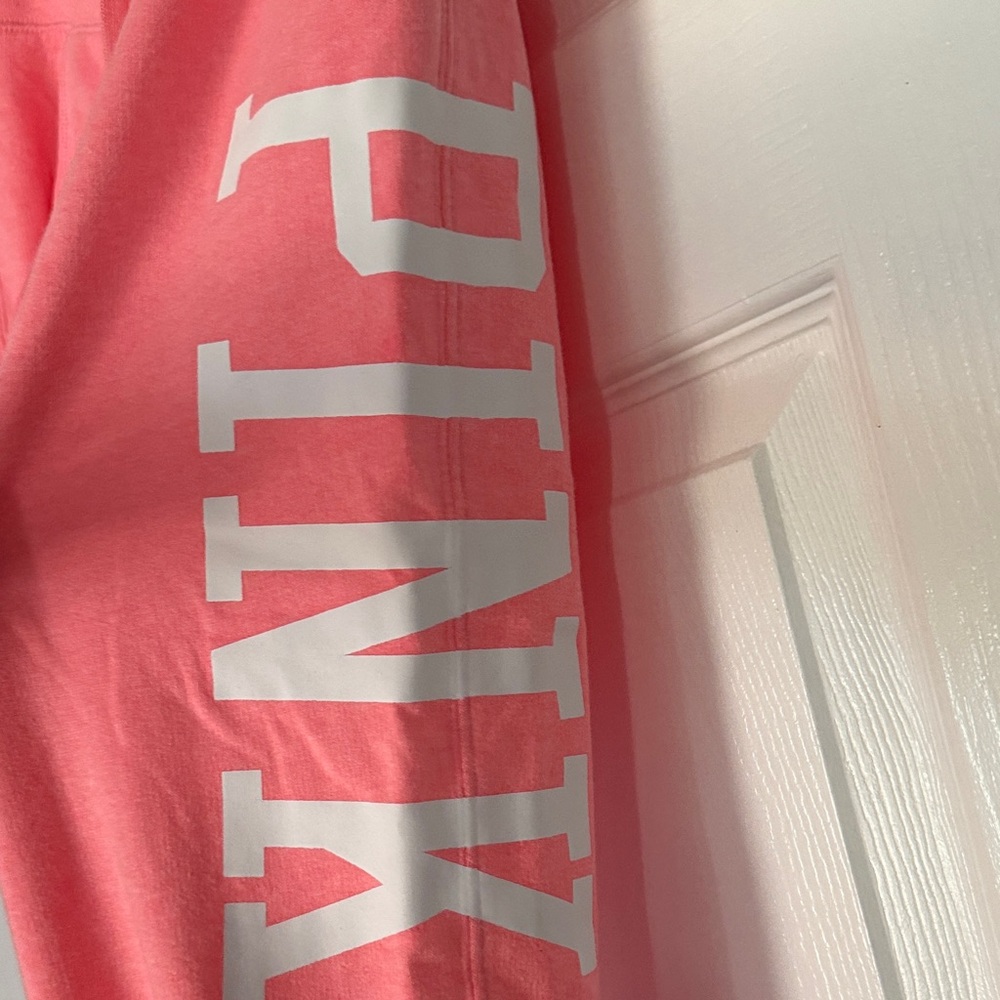 PINK Victoria's Secret Coral Pink Joggers with White Logo - Picture 3 of 7